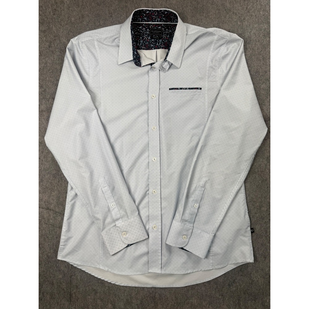 7 Diamonds Shirt Mens Large Blue 4 Way Stretch Classic Fit Long Sleeve Button Up